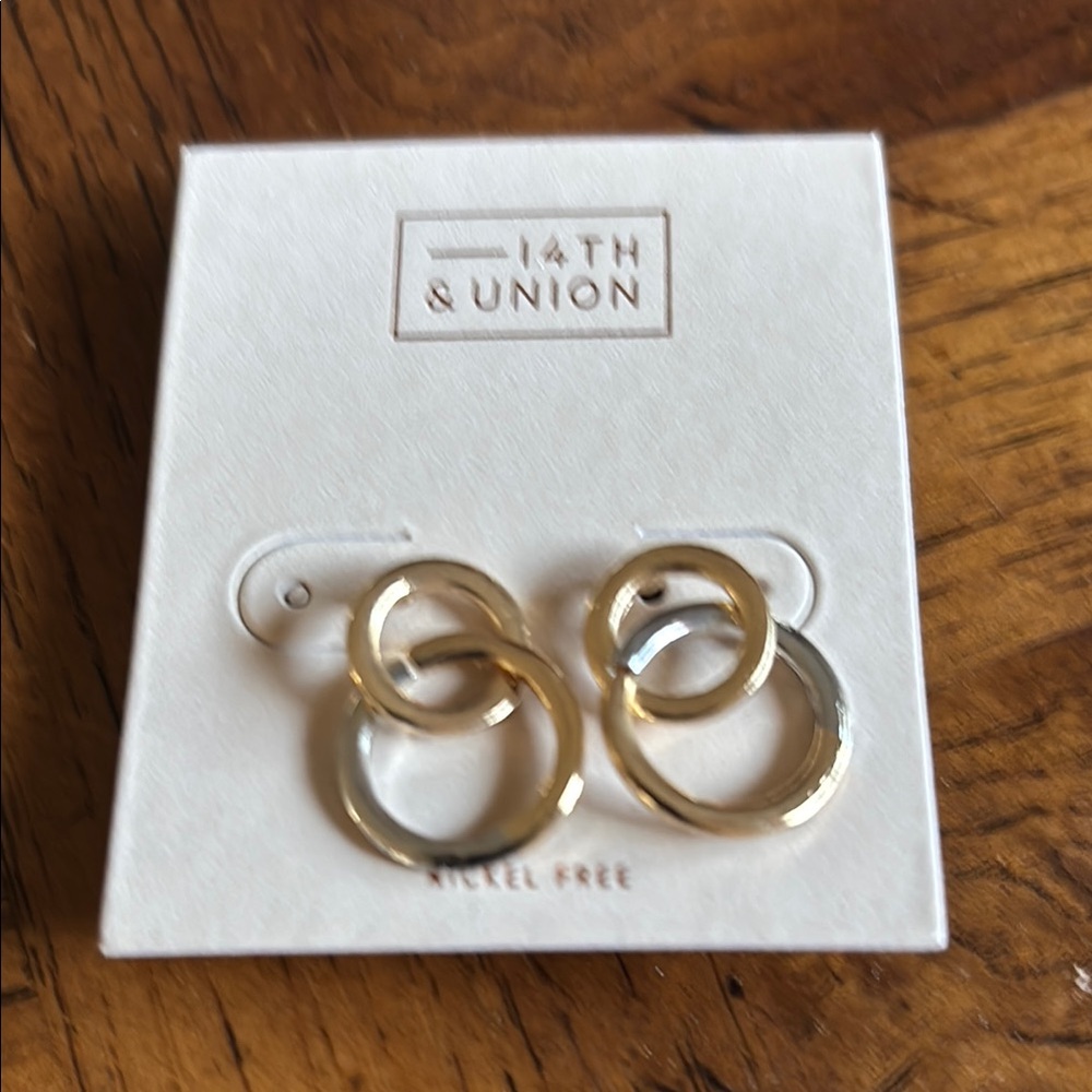 14th & Union double hoop earrings in gold and silver NEW